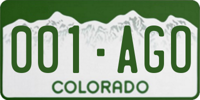 CO license plate 001AGO