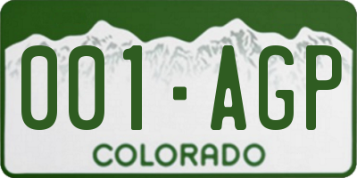 CO license plate 001AGP