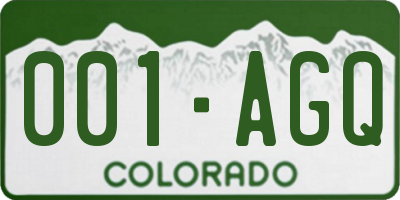 CO license plate 001AGQ