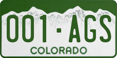 CO license plate 001AGS