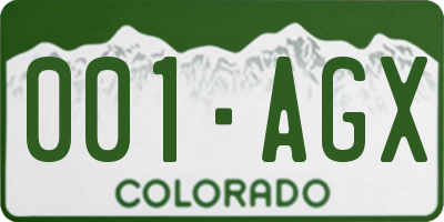 CO license plate 001AGX