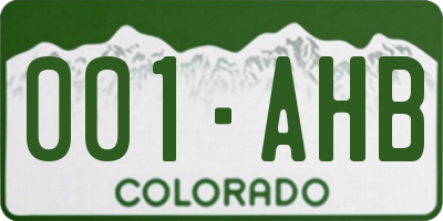 CO license plate 001AHB