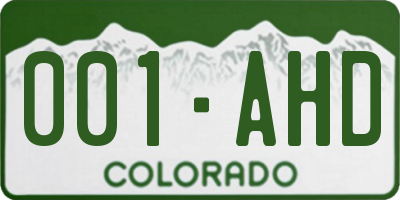 CO license plate 001AHD