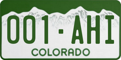 CO license plate 001AHI