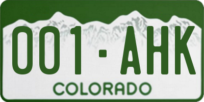 CO license plate 001AHK