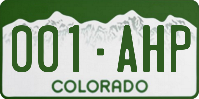 CO license plate 001AHP