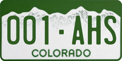 CO license plate 001AHS