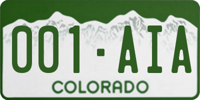 CO license plate 001AIA