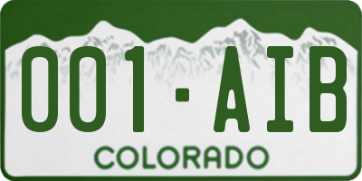 CO license plate 001AIB