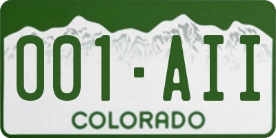 CO license plate 001AII