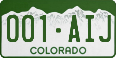 CO license plate 001AIJ