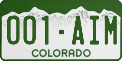 CO license plate 001AIM