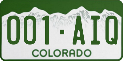 CO license plate 001AIQ