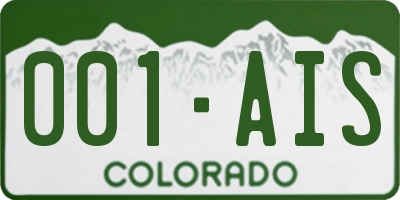 CO license plate 001AIS