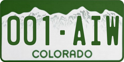 CO license plate 001AIW