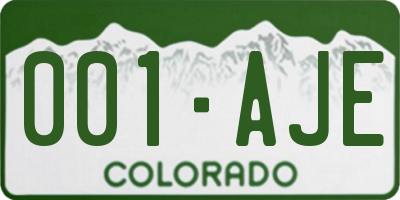 CO license plate 001AJE