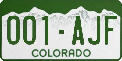 CO license plate 001AJF