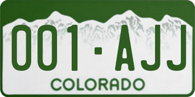 CO license plate 001AJJ