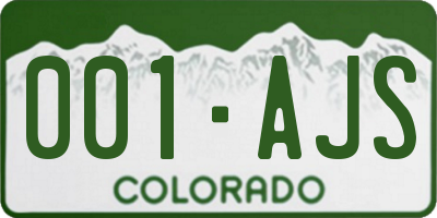 CO license plate 001AJS