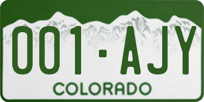 CO license plate 001AJY