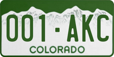 CO license plate 001AKC