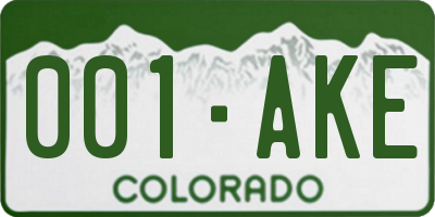 CO license plate 001AKE