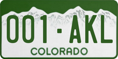 CO license plate 001AKL