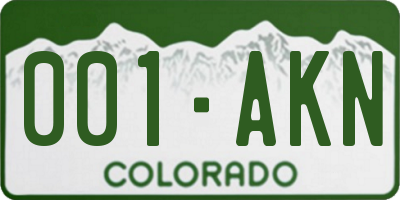 CO license plate 001AKN