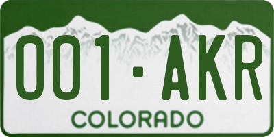 CO license plate 001AKR