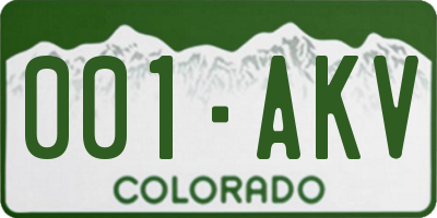 CO license plate 001AKV