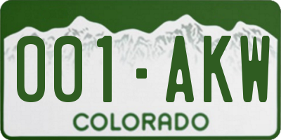 CO license plate 001AKW