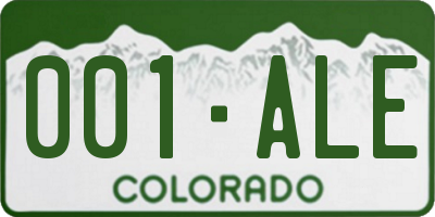 CO license plate 001ALE