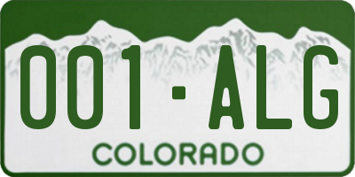 CO license plate 001ALG