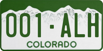 CO license plate 001ALH