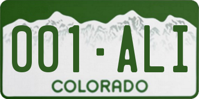 CO license plate 001ALI