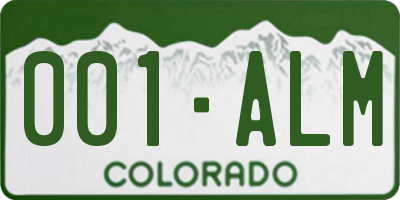 CO license plate 001ALM