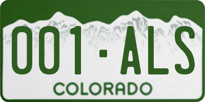 CO license plate 001ALS