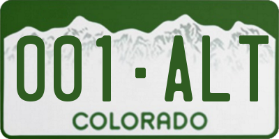 CO license plate 001ALT