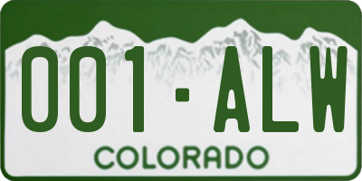 CO license plate 001ALW