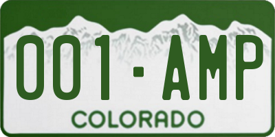 CO license plate 001AMP