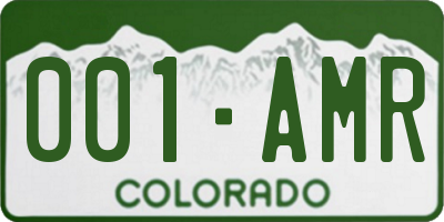 CO license plate 001AMR