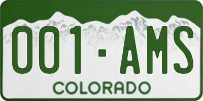 CO license plate 001AMS