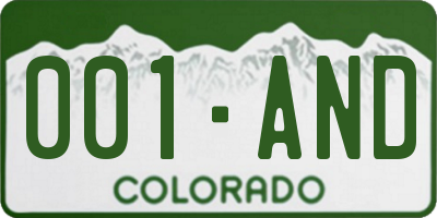 CO license plate 001AND