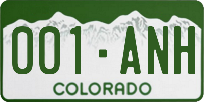 CO license plate 001ANH