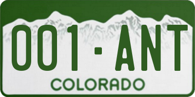 CO license plate 001ANT