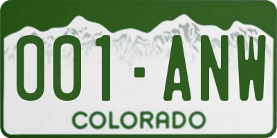 CO license plate 001ANW