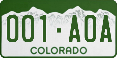 CO license plate 001AOA