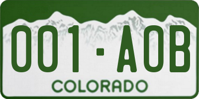 CO license plate 001AOB