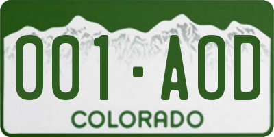 CO license plate 001AOD