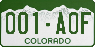 CO license plate 001AOF